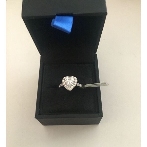 2 Ct Halo Heart Cut Genuine Diamond Simulant Engagement/Right Hand Ring Sz 8 - Picture 1 of 5